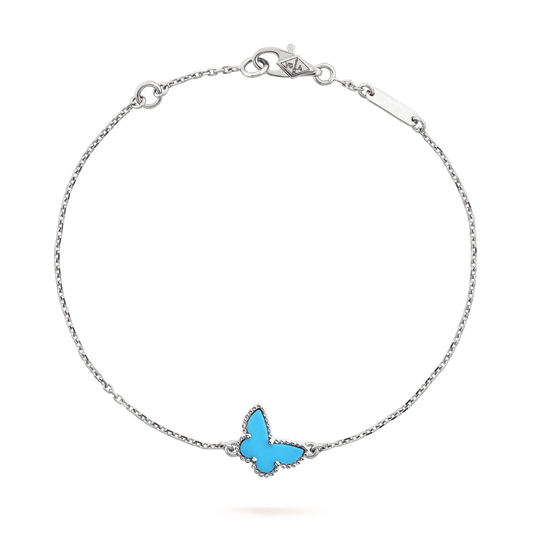   Vòng tay Van Cleef & Arpels Sweet Butterfly vàng trắng 18K đá Turquoise xanh