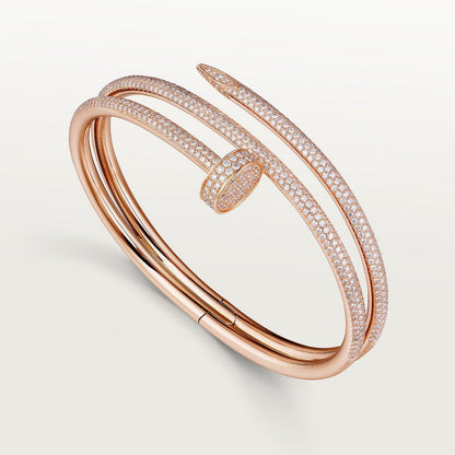   Vòng tay đinh Cartier Juste Un Clou vàng hồng 18k - nửa kim cương - 2 vòng