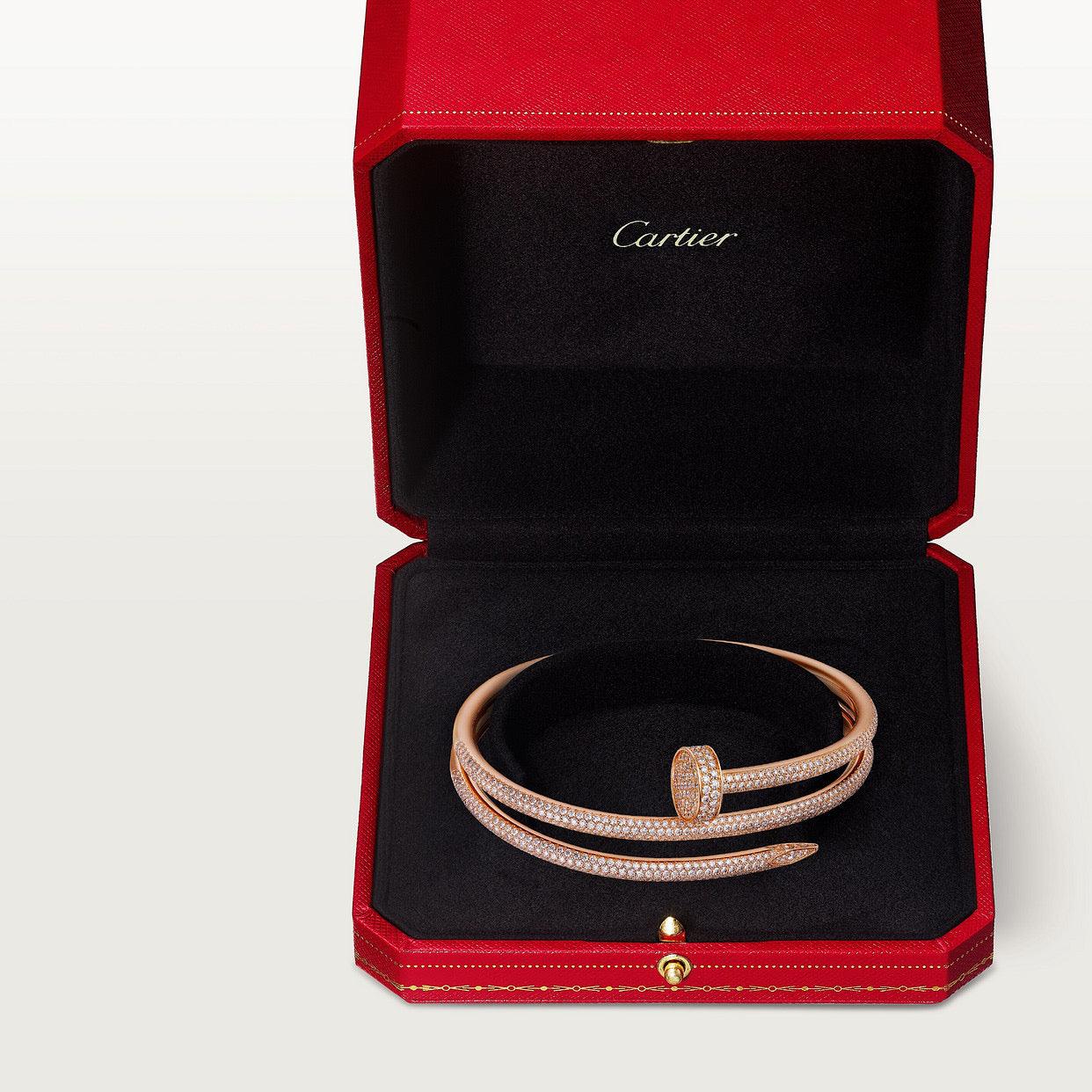   Vòng tay đinh Cartier Juste Un Clou vàng hồng 18k - nửa kim cương - 2 vòng