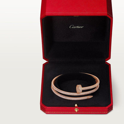   Vòng tay đinh Cartier Juste Un Clou vàng hồng 18k - nửa kim cương - 2 vòng