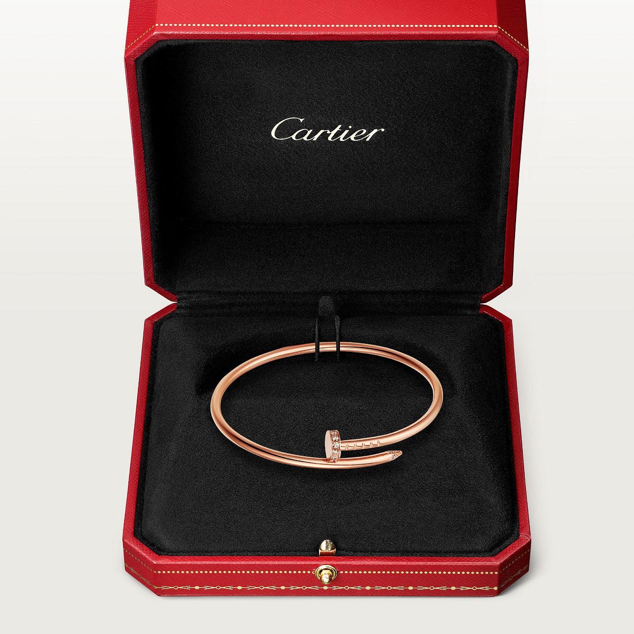   Vòng tay đinh Cartier Juste un Clou vàng hồng 18k - hai đầu kim cương - 2.5mm