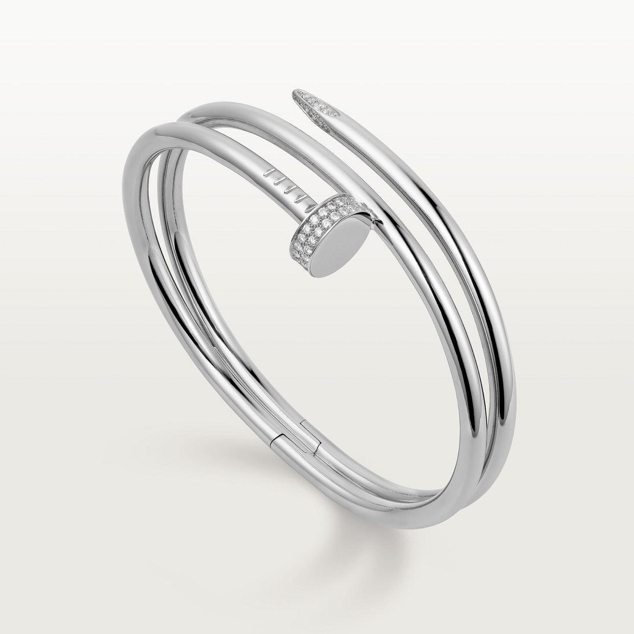   Vòng tay đinh Cartier Juste un Clou vàng trắng 18k - hai đầu kim cương - 2 vòng