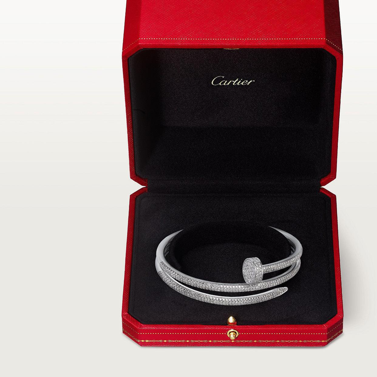   Vòng tay đinh Cartier Juste un Clou vàng trắng 18k - nửa kim cương - 2 vòng