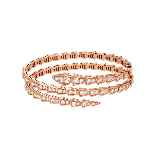   Vòng tay rắn BVLgari Serpenti Viper vàng hồng 18k - 2 vòng - kim cương