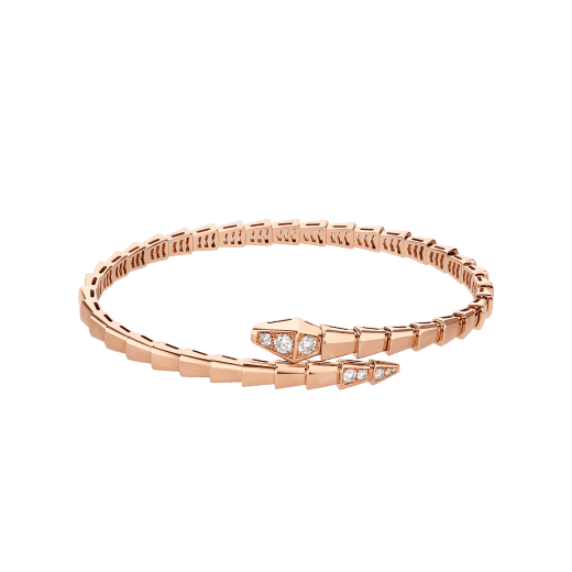   Vòng tay rắn BVLgari Serpenti Viper vàng hồng 18k - hai đầu kim cương