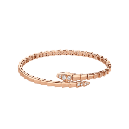   Vòng tay rắn BVLgari Serpenti Viper vàng hồng 18k - hai đầu kim cương