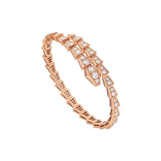   Vòng tay rắn BVLgari Serpenti Viper vàng hồng 18k - kim cương