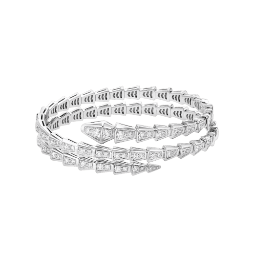   Vòng tay rắn BVLgari Serpenti Viper vàng trắng 18k - 2 vòng - kim cương